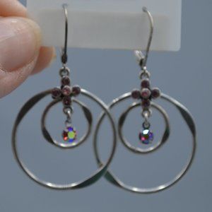 NWT Pierced Earrings Pink Stones Dangles